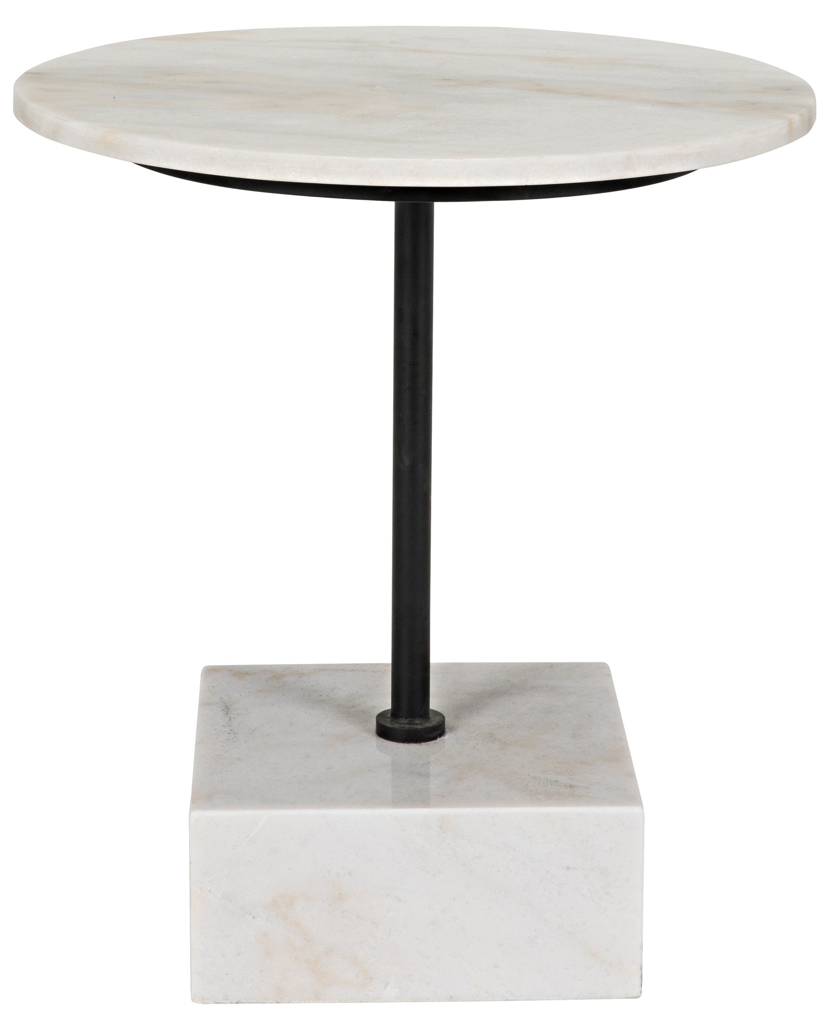 Noir Rodin Side Table Black Metal Finish With White Stone
